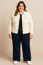 Jaqueta Off White Plus Size Com Bolsos Jaqueta Off White Plus Size Com Bolsos