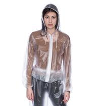 Jaqueta para Chuva laminado PVC Transparente capuz cordinha