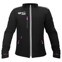 Jaqueta para moto/motociclista feminina gp tech soft casual preta e rosa