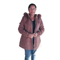 Jaqueta Parca Feminina com Capuz Removivel e Forrada - Estilo e Conforto para Todas as Ocasiões Marrom M Jaqueta Parca Feminina com Capuz Removivel e Forrada - Estilo e Conforto para Todas as Ocasiões Marrom M