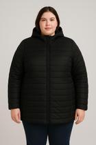 Jaqueta Parka Alongada Plus Size Com Capuz Removível 0573