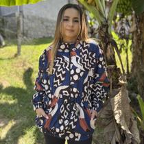 Jaqueta Parka Corta Vento Feminina com Forro e Estampa P ao G - Alegria Azul Jaqueta Parka Corta Vento Feminina com Forro e Estampa P ao G - Alegria Azul