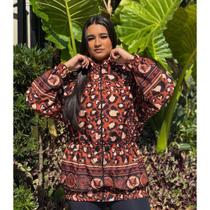 Jaqueta Parka Corta Vento Feminina com Forro e Estampa P ao G - Onça Marrom