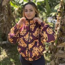 Jaqueta Parka Corta Vento Impermeável Feminina com Forro e Estampa P ao G Com Capuz - Preto Bananas