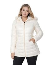 Jaqueta ParKa Feminina Dupla Face Nylon Peluciada Off White Jaqueta ParKa Feminina Dupla Face Nylon Peluciada Off White