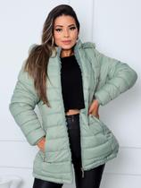 Jaqueta ParKa Feminina Dupla Face Nylon/Peluciada Verde - Rcv Store