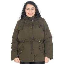 Jaqueta Parka Feminina Nylon Plus Size Peluciada Capuz