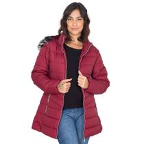 Jaqueta Parka Feminina Peluciada Puffer Capuz Removível