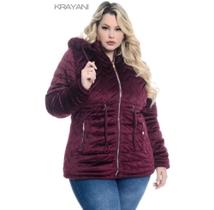 Jaqueta parka feminina plus size Veludo