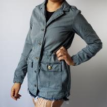 Jaqueta Parka Jeans Cinza Feminina Lady Rock