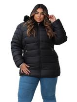 Jaqueta ParKa Plus Size Dupla Face Nylon/Peluciada Preta