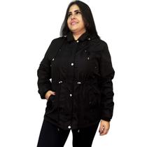 Jaqueta Parka Plus Size Feminina Casaco Capuz Pelinho Frio COR:BEGETAMANHO:G4