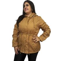 Jaqueta Parka Plus Size Feminina Casaco Capuz Pelinho Frio
