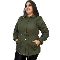 Jaqueta Parka Plus Size Feminina Casaco Capuz Pelinho Frio