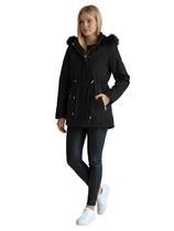 Jaqueta ParKa Sarja Peluciada com Capuz - Preto