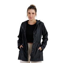 Jaqueta Parka Ultraleve Capuz Ajustável Botão Zipper Cor:PretoTamanho:GG
