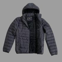 Jaqueta Peluciada Puffer Com Capuz Removível Masculina Forrada