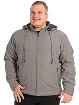 Jaqueta Plus Size Anistia Nylon Forrada com Capuz Cinza