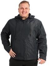 Jaqueta Plus Size Anistia Nylon Forrada com Capuz Marinho