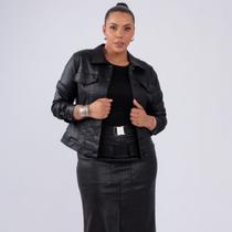 Jaqueta plus size botões bolso falso gliter fem