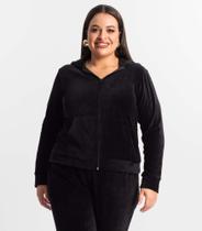 Jaqueta Plus Size Com Capuz em Plush Jaqueta Plus Size Com Capuz em Plush
