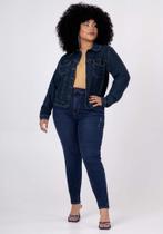 Jaqueta plus size cropped jeans com elastano lunender 67993