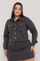 Jaqueta Plus Size Feminina Cinza com elastano do n 44 ao 54.