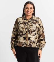 Jaqueta Plus Size Feminina Estampada Secret Glam Marrom Jaqueta Plus Size Feminina Estampada Secret Glam Marrom