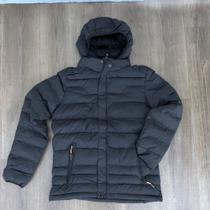 Jaqueta Puffer Acolchoada Nylon Impermeável Forrada C/pelos Capuz Removível