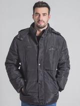 Jaqueta Puffer Acolchoada Nylon Impermeável Forrada C/pelos Capuz Removível