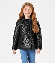 Jaqueta Puffer com Capuz Feminino Trick Nick Preto Jaqueta Puffer com Capuz Feminino Trick Nick Preto