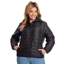 Jaqueta Puffer Fem Plus Size Rovitex Endless com Capuz Preto S01173-7539