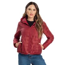 Jaqueta Puffer Fem Rovitex Endless com Capuz Matelassê Vermelho E14628-1777 Jaqueta Puffer Fem Rovitex Endless com Capuz Matelassê Vermelho E14628-1777