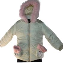 Jaqueta Puffer Femenina Com Luva Cor:Bege tm: 2-3 Anos