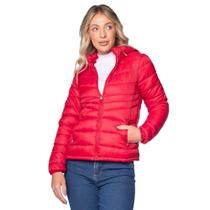 Jaqueta Puffer Feminina Facinelli com Capuz Vermelho