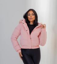 Jaqueta Puffer Feminina Forrada Rosa