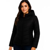 Jaqueta Puffer Feminina Inverno com Capuz Térmica Estilo