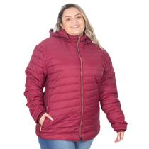 Jaqueta Puffer Feminina Nylon Plus Size Peluciada Com Ribana