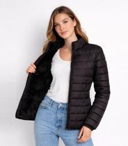 Jaqueta Puffer Feminina Peluciada Sea Surf Preto