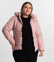 Jaqueta Puffer Feminina Plus Size Sea Surf Rosa