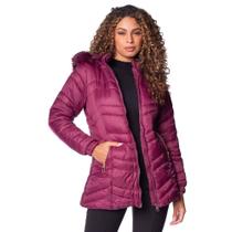 Jaqueta Puffer Feminina Sea Surf Alongada Bordô