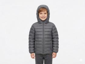 Jaqueta Puffer Infantil Juvenil Casaco Menino com Touca COR:CINZATAMANHO:4
