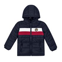 Jaqueta Puffer Infantil Meninos Capuz e Punho Forro Peluciado Marinho