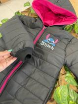 Jaqueta puffer infantil stitch - jaqueta de fibra menina stitch - blusa de frio stitch