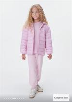 Jaqueta puffer infantil unissex com capuz - rosa