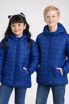 Jaqueta Puffer Inverno Unissex Marinho Com Capuz