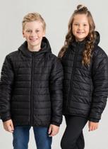 Jaqueta Puffer Inverno Unissex Preto Com Capuz