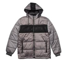 Jaqueta Puffer Masculina Gangster Reversível Plus Size Cinza/preto