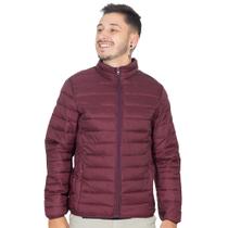 Jaqueta Puffer Masculina Sem Capuz Bolsos Zíper Invisível