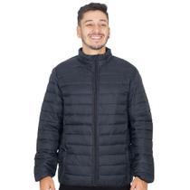 Jaqueta Puffer Masculina Sem Capuz Bolsos Zíper Invisível